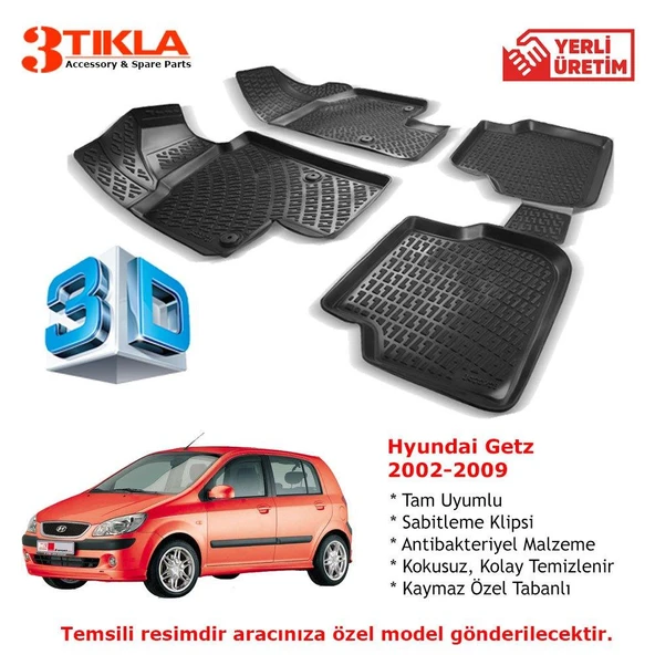 Hyundai Getz 2002-2009 Premium 3D Havuzlu Paspas Seti ürün görseli
