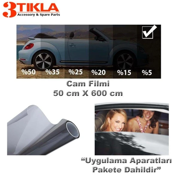 Oto/Ev Cam Filmi 50cm x 6 Mt Super Dark Black %5 ürün görseli