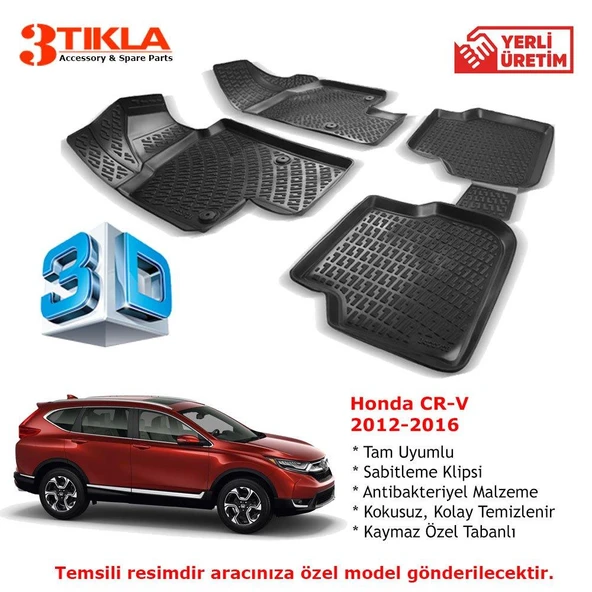 Honda CR-V 2012-2016 Premium 3D Havuzlu Paspas Seti ürün görseli