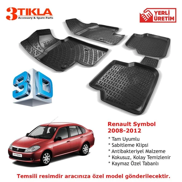 Renault Symbol 2008-2012 Premium 3D Havuzlu Paspas Seti ürün görseli