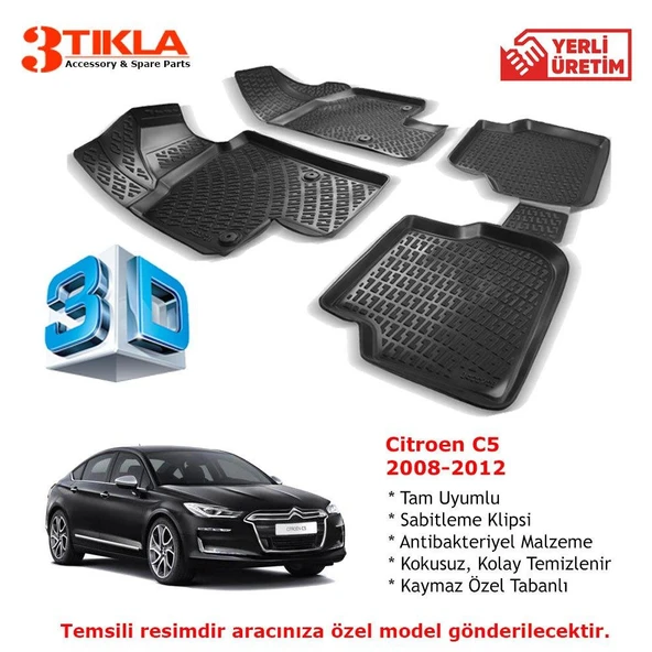 Citroen C5 2008-2012 Premium 3D Havuzlu Paspas Seti ürün görseli