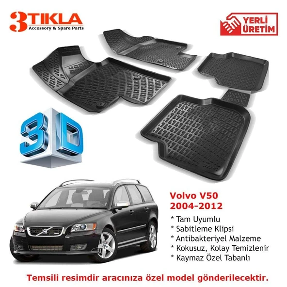 Volvo V50 2004-2012 Premium 3D Havuzlu Paspas Seti ürün görseli
