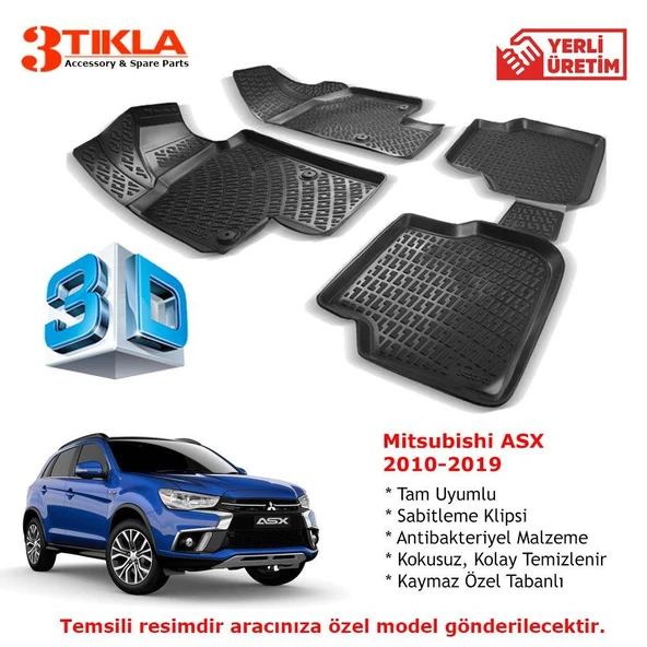 Mitsubishi ASX 2010-2019 Premium 3D Havuzlu Paspas Seti ürün görseli