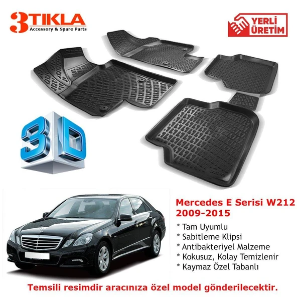 Mercedes E Serisi W212 2009-2015 Premium 3D Havuzlu Paspas Seti ürün görseli