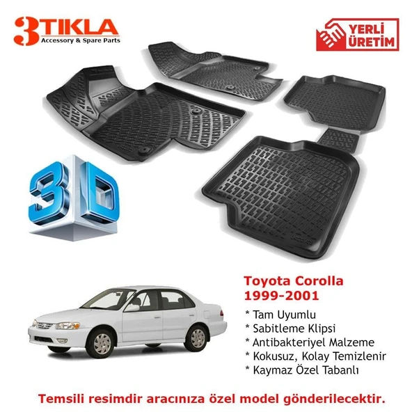 Toyota Corolla 1999-2001 Premium 3D Havuzlu Paspas Seti ürün görseli