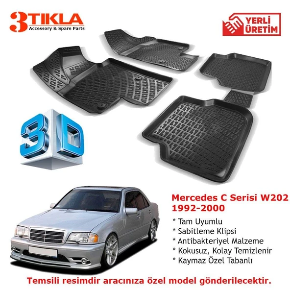 Mercedes C Serisi W202 1992-2000 Premium 3D Havuzlu Paspas Seti ürün görseli