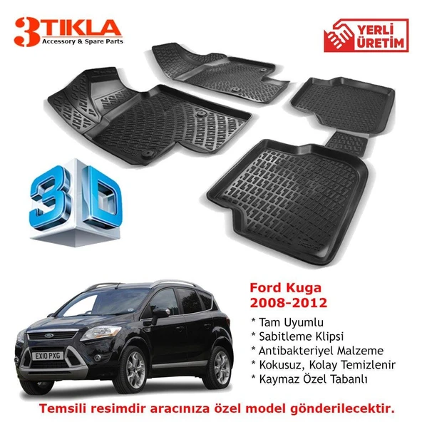 Kuga 2008-2012 Premium 3D Havuzlu Paspas Seti ürün görseli