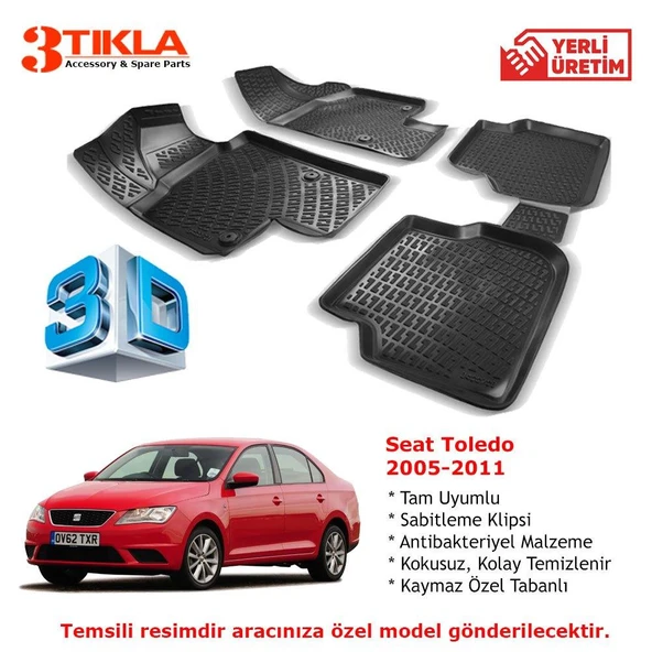 Seat Toledo 2005-2011 Premium 3D Havuzlu Paspas Seti ürün görseli