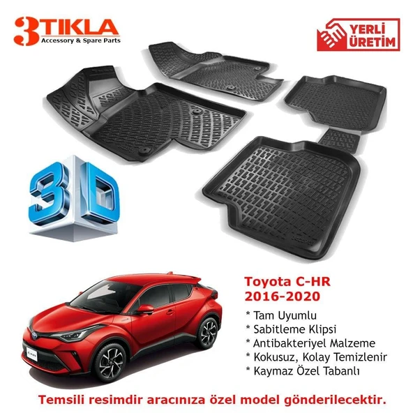 Toyota C-HR 2016-2020 Premium 3D Havuzlu Paspas Seti ürün görseli