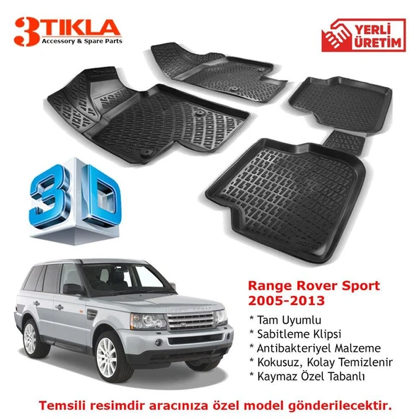 Range Rover Sport 2005-2013 Premium 3D Havuzlu Paspas Seti ürün görseli