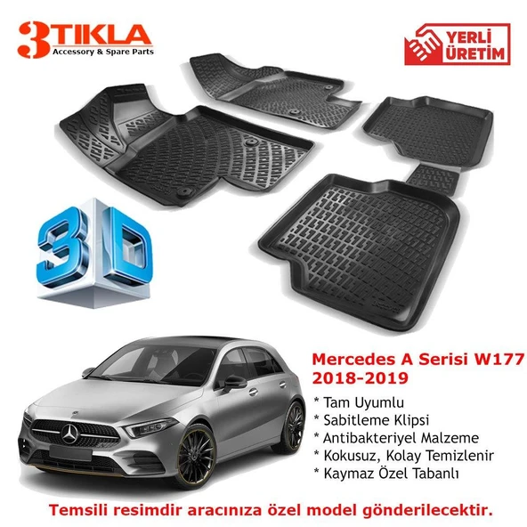 Mercedes A Serisi W177 2018-2019 Premium 3D Havuzlu Paspas Seti ürün görseli