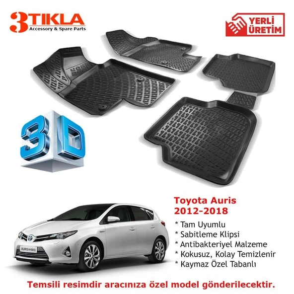 Toyota Auris 2012-2018 Premium 3D Havuzlu Paspas Seti ürün görseli