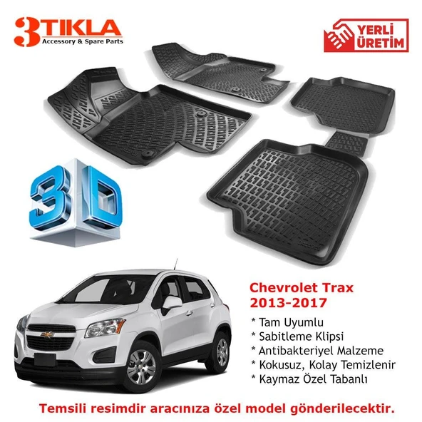 Chevrolet Trax 2013-2017 Premium 3D Havuzlu Paspas Seti ürün görseli