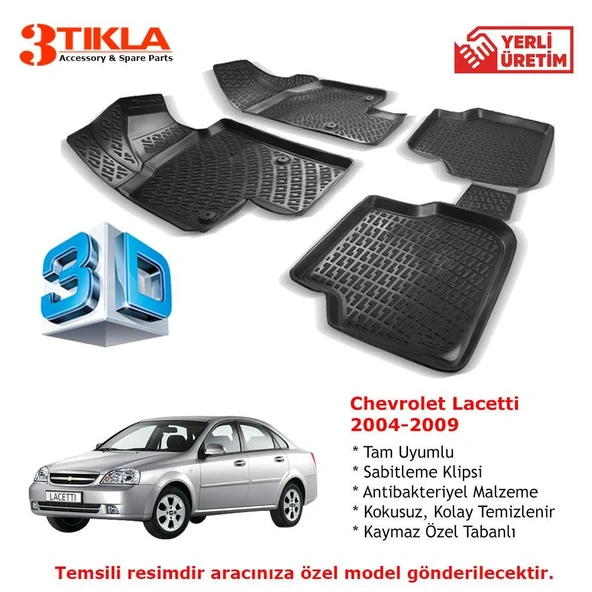 Chevrolet Lacetti 2004-2009 Premium 3D Havuzlu Paspas Seti ürün görseli