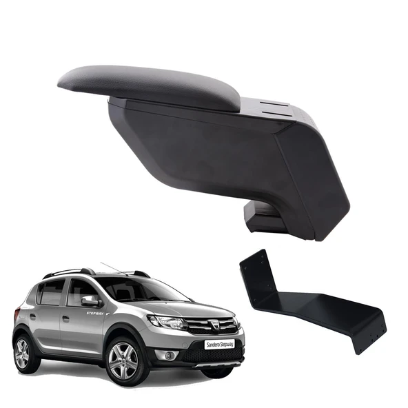 Dacia Sandero Stepway 2013 Delmesiz Çelik Ayaklı Siyah Kolçak Kol Dayama ürün görseli