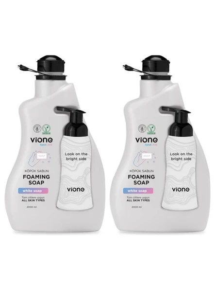 vione 2 Adet Köpük Sabun El ve Yüz İçin Beyaz Sabunlu 2 lt (Köpük Yapıcı Sabunluk Hediyeli) ürün görseli 1