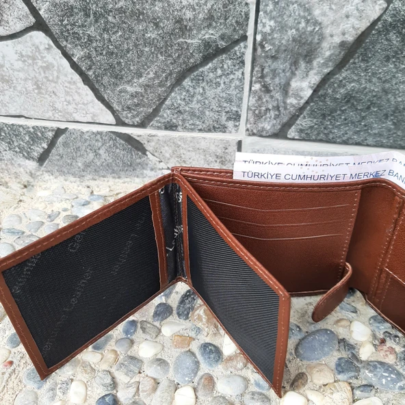 Hakiki Deri Erkek Bozuk Para Gözlü Taba Cüzdan gvn-0132 - Resim 4