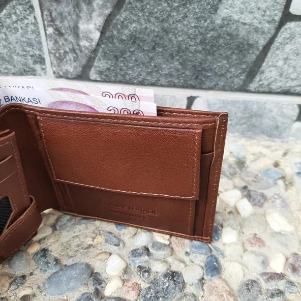 Hakiki Deri Erkek Bozuk Para Gözlü Taba Cüzdan gvn-0132 - Resim 3