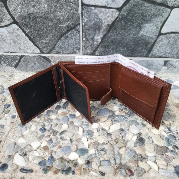 Hakiki Deri Erkek Bozuk Para Gözlü Taba Cüzdan gvn-0132 - Resim 2
