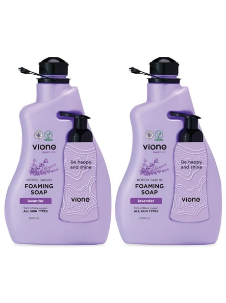 vione 2 Adet Köpük Sabun El ve Yüz İçin Lavanta 2 lt (Köpük Yapıcı Sabunluk Hediyeli) ürün görseli 1