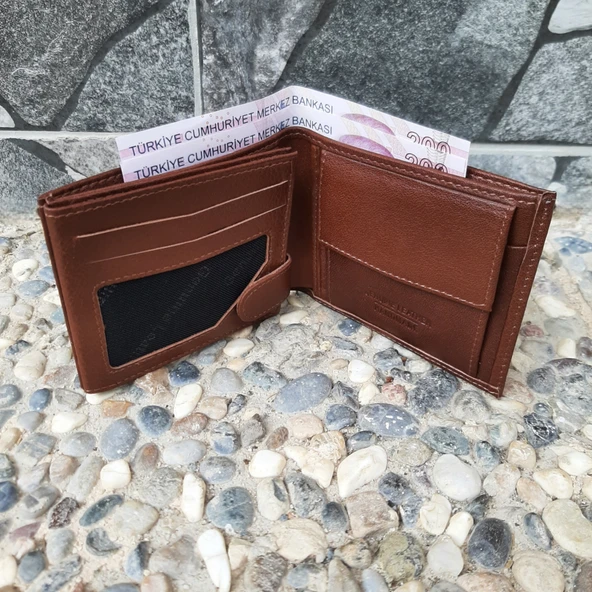 Hakiki Deri Erkek Bozuk Para Gözlü Taba Cüzdan gvn-0132 ürün görseli 1