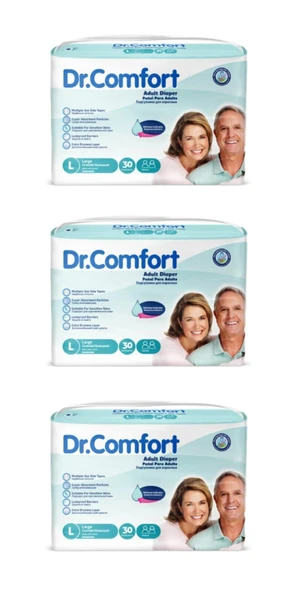 NETKAL Dr.Comfort Yetişkin Large Belbantlı Hasta Bezi 90 Adet (3x30)