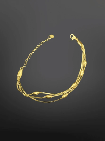 Gold Renk Çoklu Zincir Parlak 316L Çelik Kadın Bileklik | Minimalist ve Modern ürün görseli 1