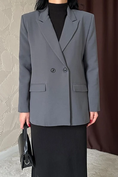 Füme Blazer Ceket - Resim 4