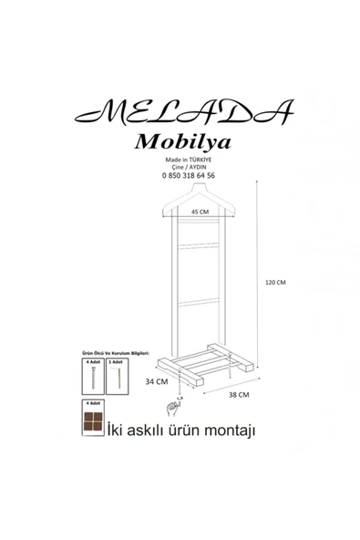 Melada Mobilya Gürgen Tekli Ham Cilalı Dilsiz Uşak - 4