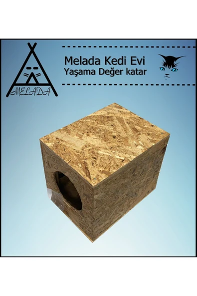 MELADA Kedi Evi Dış Ortam Uygun Ahşap Kedi Evi OSB 34x32x26 cm - 4