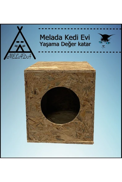 MELADA Kedi Evi Dış Ortam Uygun Ahşap Kedi Evi OSB 34x32x26 cm - 2