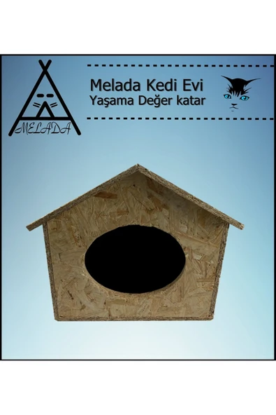 MELADA Kedi Evi Dış Ortam Uygun Ahşap Kedi Evi OSB 40x35x30 cm - 2
