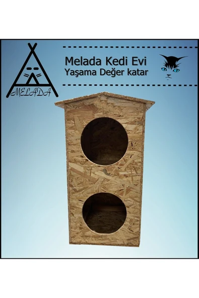 MELADA Kedi Evi Dış Ortam Uygun Ahşap Kedi Evi Dublex OSB 66x39x32 cm