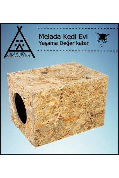 MELADA Kedi Evi Dış Ortam Uygun Ahşap Kedi Evi OSB 34x27x24 cm - 3