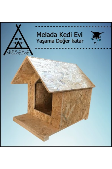 MELADA Kedi Evi Dış Ortam Uygun Ahşap Kedi Evi OSB 45x40x40 cm