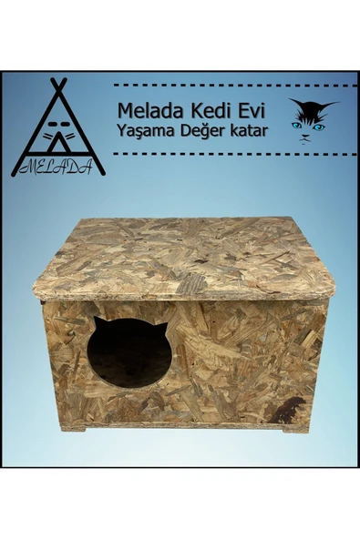 MELADA Kedi Evi Dış Ortam Uygun Ahşap Kedi Evi OSB 50x45x34 cm - 5