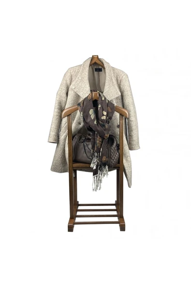 Melada Mobilya Gürgen Çift Tepeli Dilsiz Uşak Cilalı Ceviz Basic Sehpalı - 5