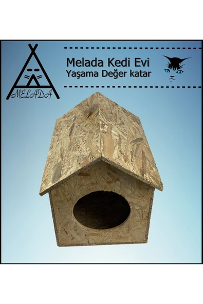 MELADA Kedi Evi Dış Ortam Uygun Ahşap Kedi Evi OSB 39x32x30 cm - 2