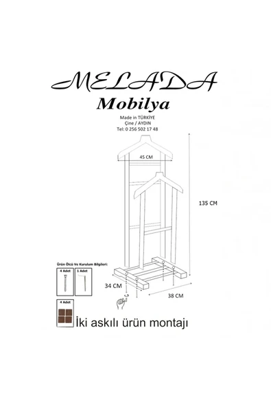 Melada Mobilya Gürgen Çift Tepeli Dilsiz Uşak Ham Cilalı  135 cm - 7