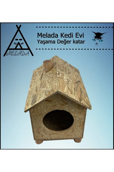 MELADA Kedi Evi Dış Ortam Uygun Ahşap Kedi Evi OSB 43x40x37 cm - 4