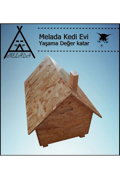 MELADA Kedi Evi Dış Ortam Uygun Ahşap Kedi Evi OSB 46x34x34 cm - 3
