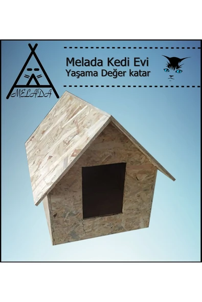 MELADA Kedi Evi Dış Ortam Uygun Ahşap Kedi Evi OSB 50x50x35 cm - 2
