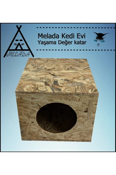 MELADA Kedi Evi Dış Ortam Uygun Ahşap Kedi Evi OSB 36x34x32 cm - 2