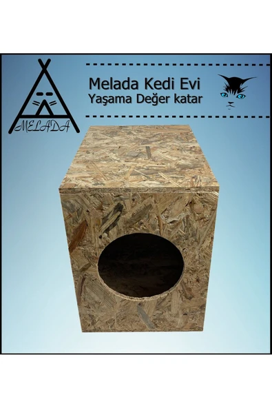 MELADA Kedi Evi Dış Ortam Uygun Ahşap Kedi Evi OSB 43x41x29 cm - 4