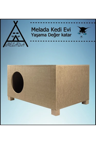 MELADA Kedi Evi Dış Ortam Uygun Ahşap Kedi Evi 57x40x28 cm
