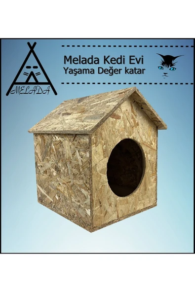 MELADA Kedi Evi Dış Ortam Uygun Ahşap Kedi Evi OSB 39x32x30 cm - 5