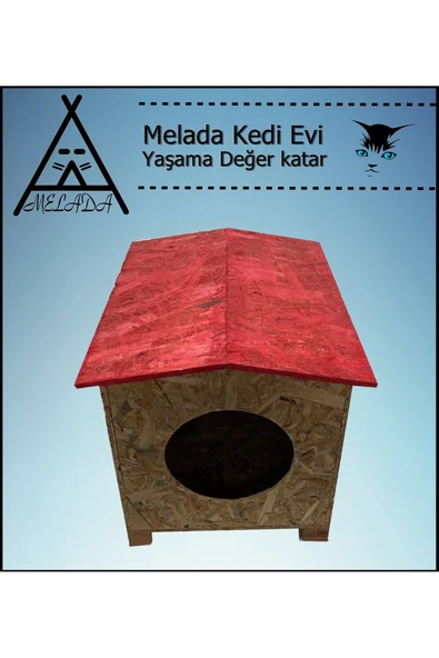 MELADA Kedi Evi Dış Ortam Uygun Ahşap Kedi Evi OSB 39x37x34 cm - 3