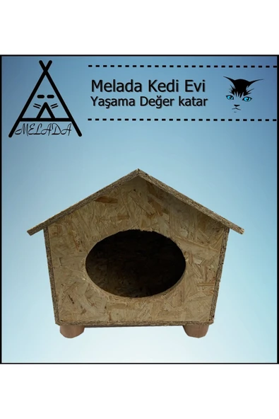 MELADA Kedi Evi Dış Ortam Uygun Ahşap Kedi Evi OSB 43x40x37 cm - 2