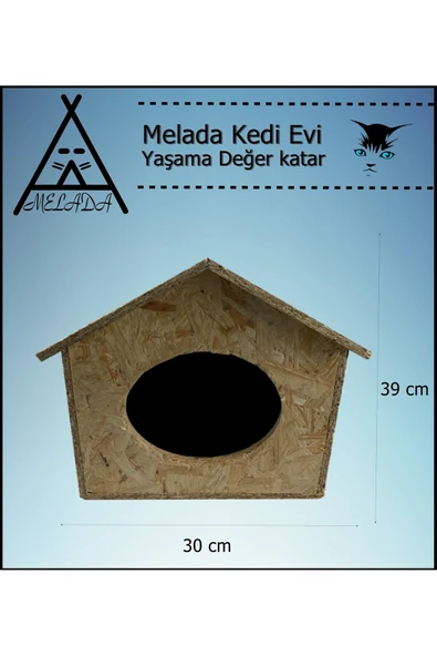 MELADA Kedi Evi Dış Ortam Uygun Ahşap Kedi Evi OSB 39x32x30 cm - 3