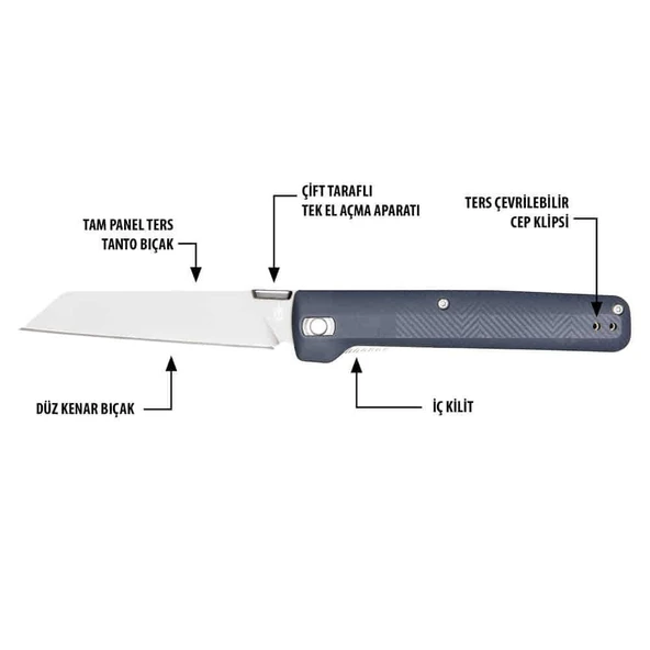 Gerber Gear Pledge Cep Çakısı – Cep Klipsli Katlanır Bıçak – Mavi - 5